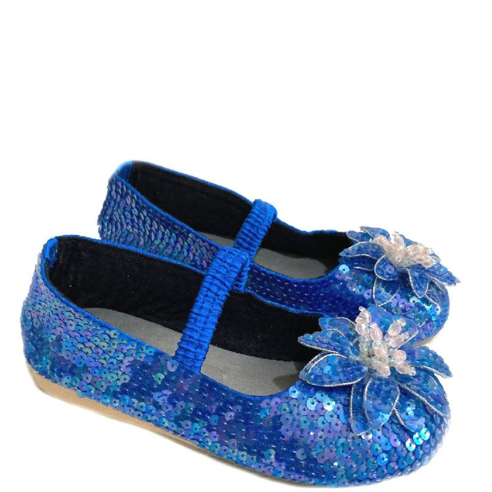 NEW Coastal Projections Sparkly Blue Sequin Shoes Toddler & Little Girls 6 7 1 2
